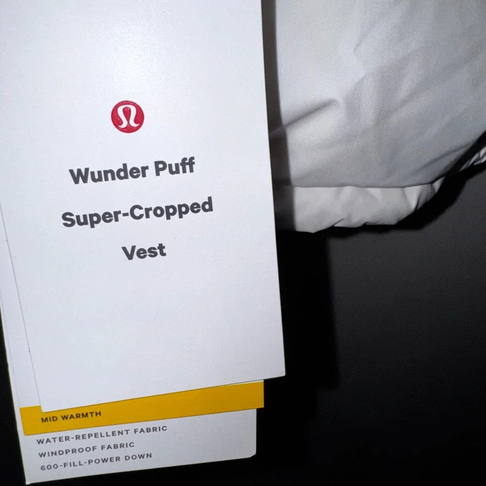 Lululemon Wunder Puff Super-Cropped Vest Womens 12 White NEW LW4CB9S Down Puffer